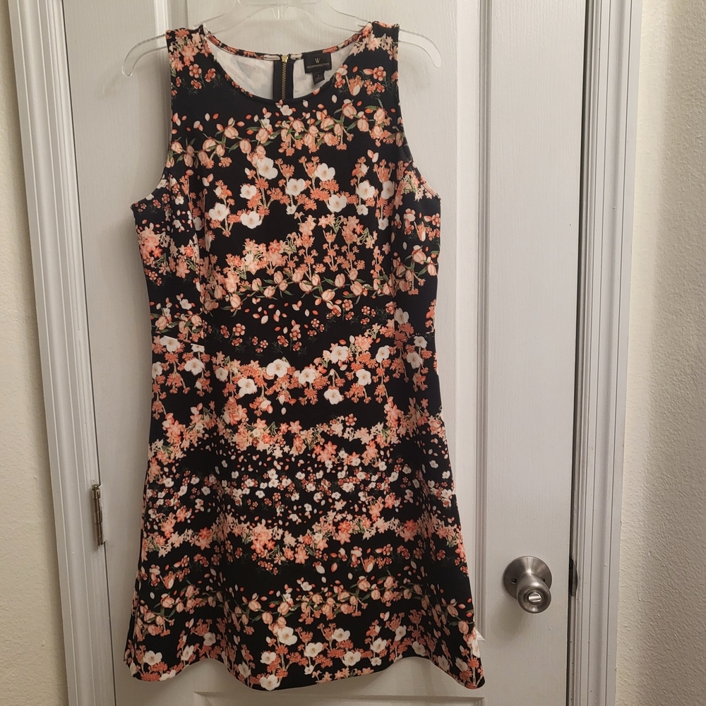 Worthington Floral Mini Dress - Black and Orange